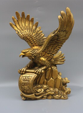 铜雄鹰摆件纯铜大展鸿图老鹰家y居办公室装饰品大鹏展翅鹰桌面摆