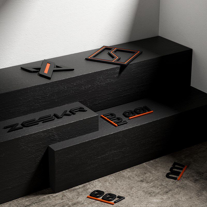 适用于极氪001/X/007/009改装哑光金属汽车尾标尾门装饰贴标