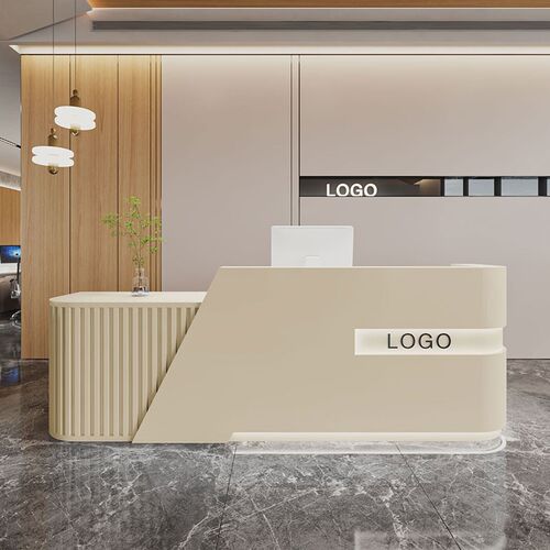 简约美容院收银台l店铺小型弧型吧台公司前台酒店接待台服装店柜