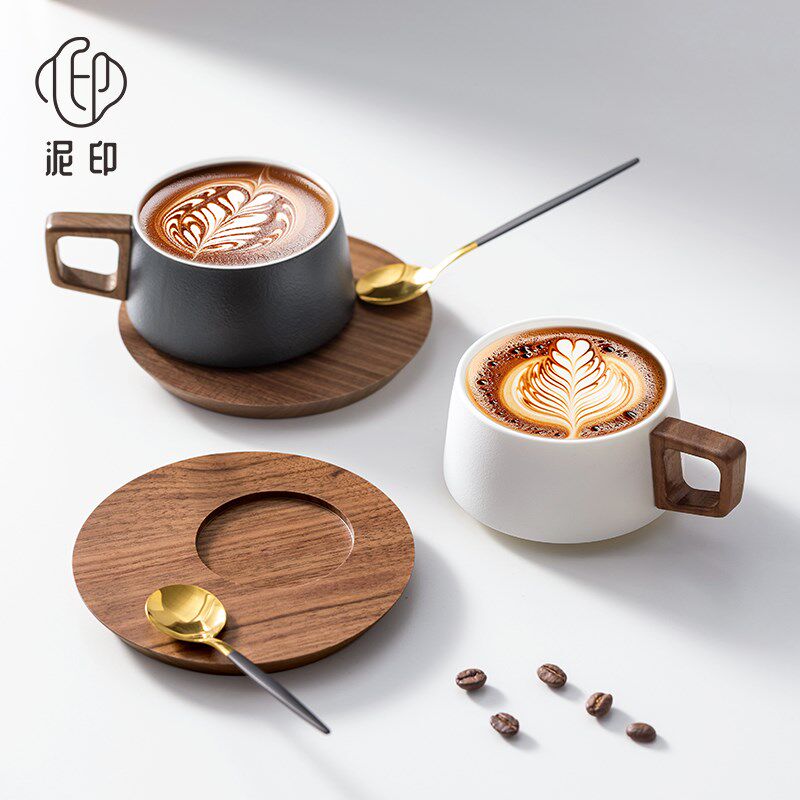 高颜值粗陶马克咖啡杯陶瓷拉花女士个人专用套装男U生款办公室定