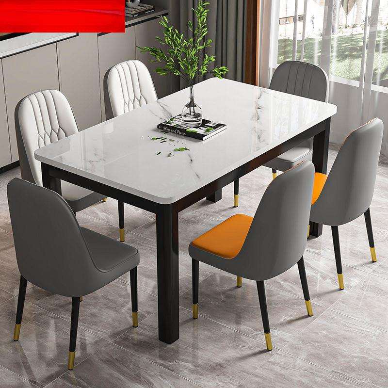 钢化玻璃餐桌椅组合现代家用吃饭桌子小户型客餐厅出租屋长方形桌
