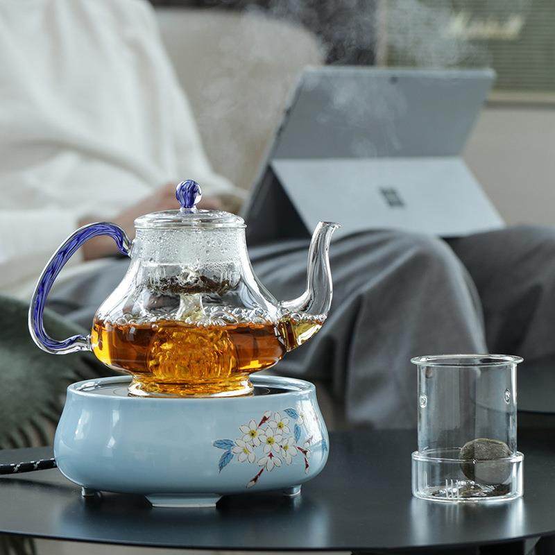 禾器耐高温加厚凤梨壶玻璃煮茶壶电陶炉蒸汽煮茶器蒸煮两用泡茶壶