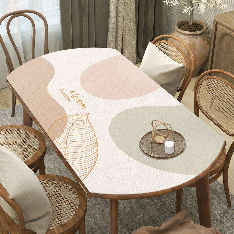 椭圆形餐桌垫防水防油免洗茶几桌布圆形莫兰迪桌垫弧形桌面垫家用