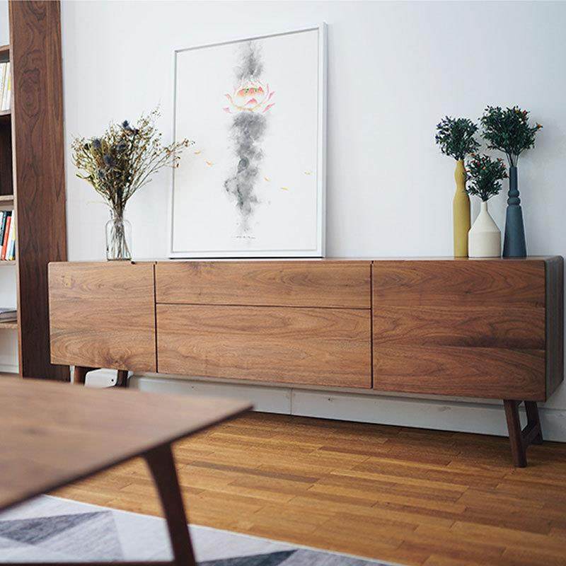 北美黑胡桃木轻奢型电视柜北欧现代简约式纯实木储物柜边柜收纳柜,电子元器件市场,其它元器件,淘宝优惠券,粉丝福利购,淘宝优惠卷