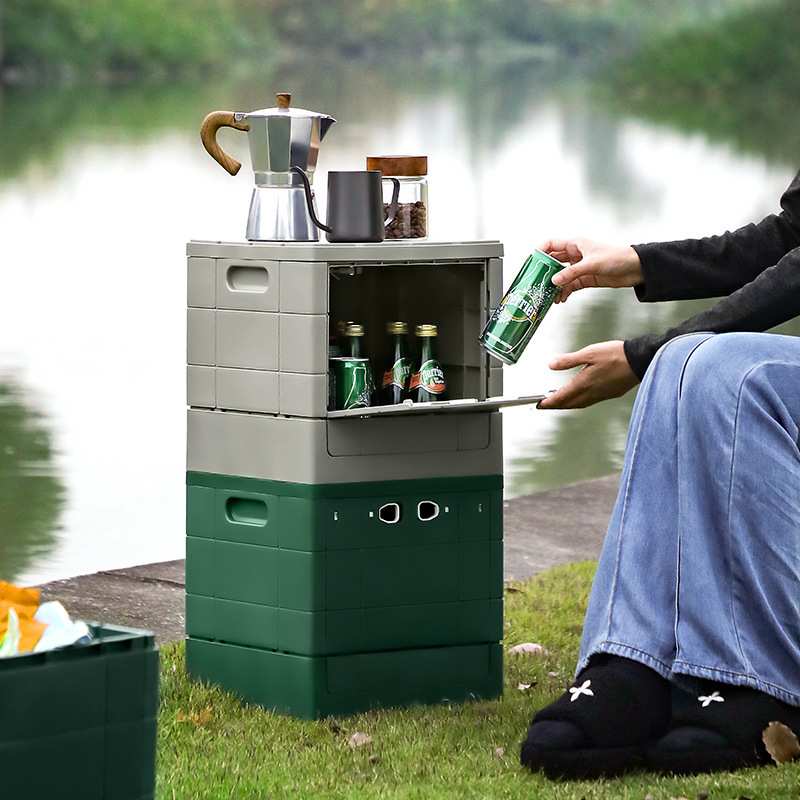 户外露营收纳箱家用加厚便携式可折叠野营储物盒野餐侧开门储存箱