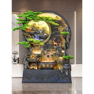 饰摆件水幕墙流水屏A风客厅假山喷泉酒店庭院循环水景 招财进宝装