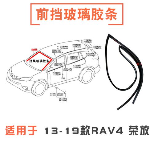 适用13-23款RAV4荣放前挡风玻璃胶条前档玻璃饰条Z防水密封条