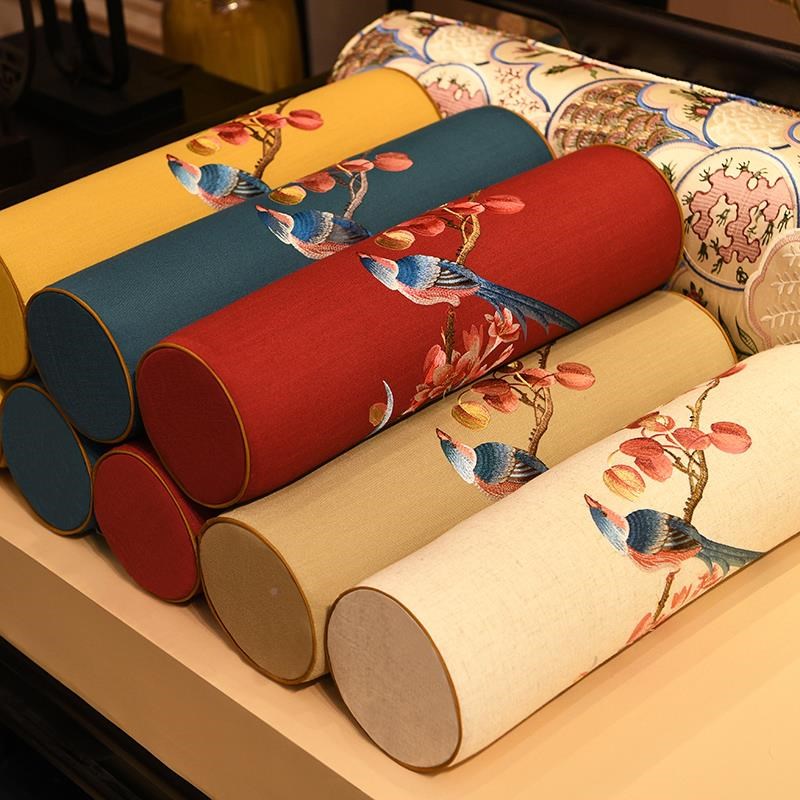 厂促新枕中式沙发圆形扶手枕加厚抱枕红木沙发靠垫大靠客厅圆柱扶