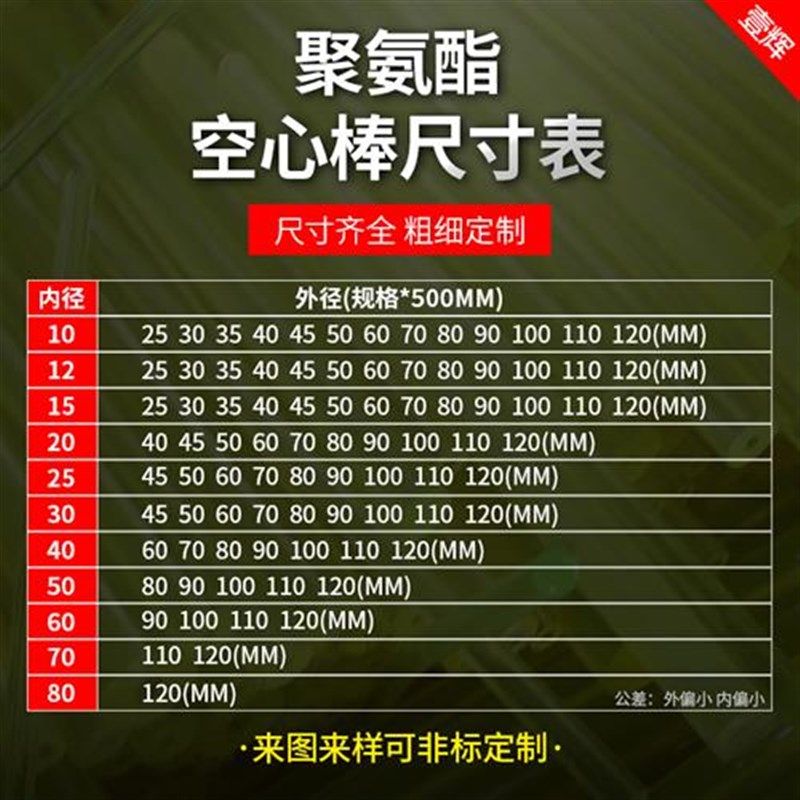 聚氨酯空心棒 优力胶弹性棒 PU胶棒材 定制加工 16 20 30 40 50mm,五金/工具,塑料板,淘宝优惠券,粉丝福利购,淘宝优惠卷