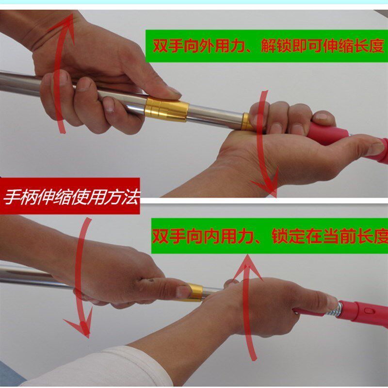 新品加长伸缩杆擦玻璃神器家用不锈钢杆双面擦玻璃刮水器保洁工具