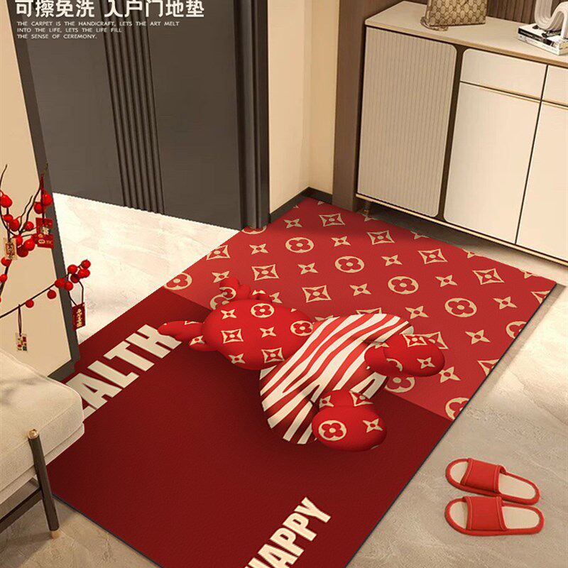 红色PVC地垫入户门垫进门高级感龙年耐脏免洗可裁剪脚垫地毯入户,居家布艺,入户地垫,淘宝优惠券,粉丝福利购,淘宝优惠卷