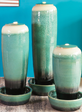 流水生财陶瓷摆i件循环水景观客厅办公室装饰家居饰品乔迁开业礼