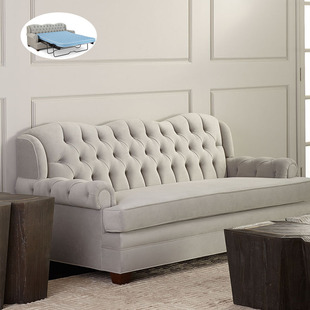 美式沙发床拉扣三人m绒质布艺折叠床双人多功能客厅小户型两用家