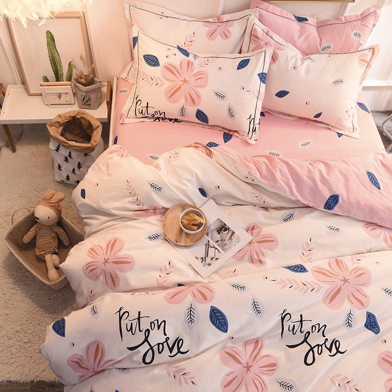 全棉磨毛四件套 秋冬季加厚保暖田园风纯棉床单被套1.5m双人1.8米,床上用品,床品套件/四件套/多件套,淘宝优惠券,粉丝福利购,淘宝优惠卷