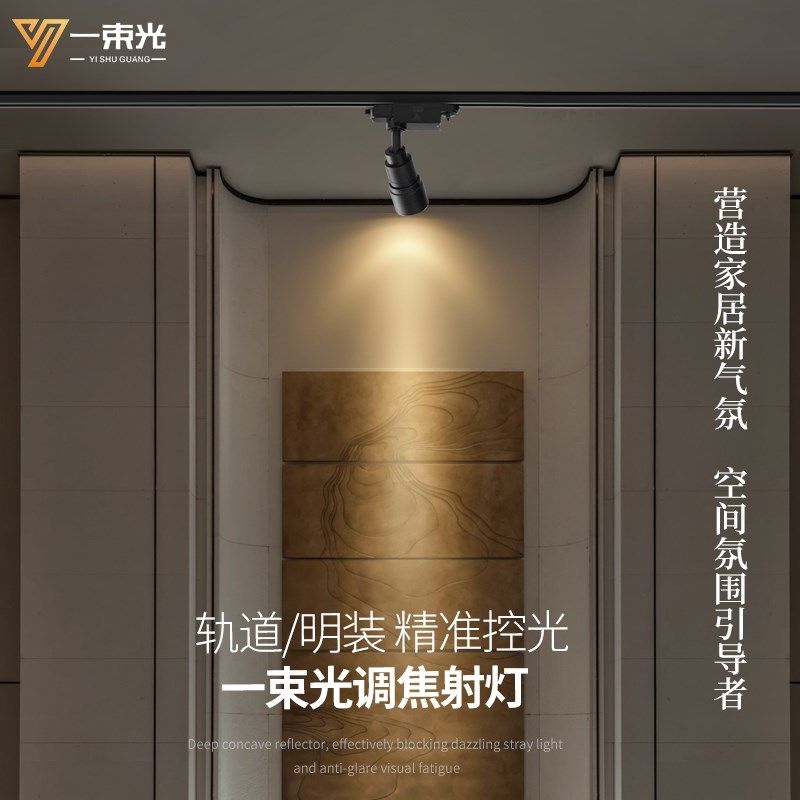 一束光聚光射灯调焦吸顶客厅照画茶馆造景明装可调小角度轨道10瓦,家装灯饰光源,明装射灯,淘宝优惠券,粉丝福利购,淘宝优惠卷