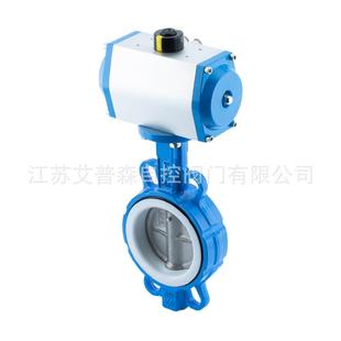 气动蝶阀四氟无销304阀板D671F 蝶阀DN80100150200 16Q对夹式
