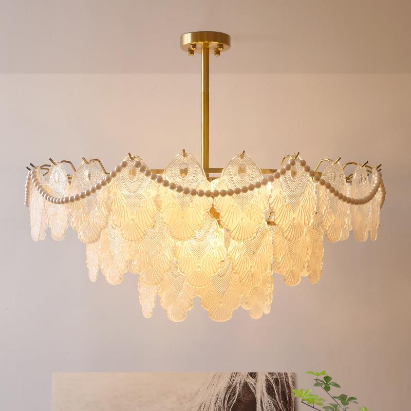 2023年新款法式轻奢珍珠水晶吊灯客厅书房餐厅网红led灯复古灯具