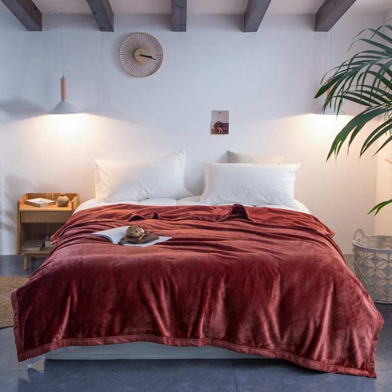 纯色素色绒毛毯秋冬加厚保暖单双人绒毯厂家 毛毯绒床单盖毯