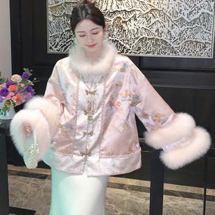 果果家 娇韵美人/新中式国风羽绒服女冬2025新款刺绣提花重工外套