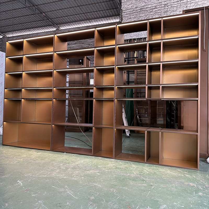 不锈钢展示柜酒柜装饰金属红酒柜别墅客厅实心钢板柜博古架