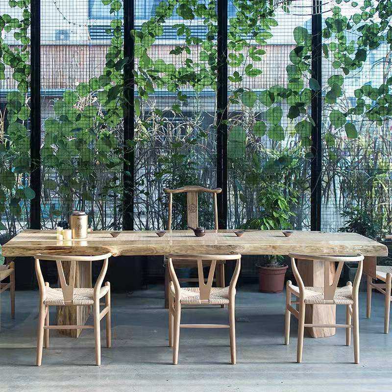 北欧原木整板泡茶桌实木客厅茶几办公洽谈泡茶台新中式茶桌椅组合