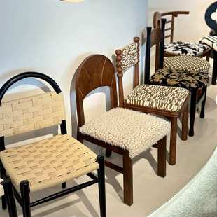 高档中古风FAS白蜡木餐椅大全法式 复古设计师创意家用小户型椅子