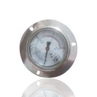 4KG YBN63ZT 0.4MPA 崁入式 YRUN油润不锈钢压力表轴向带前边埋入式