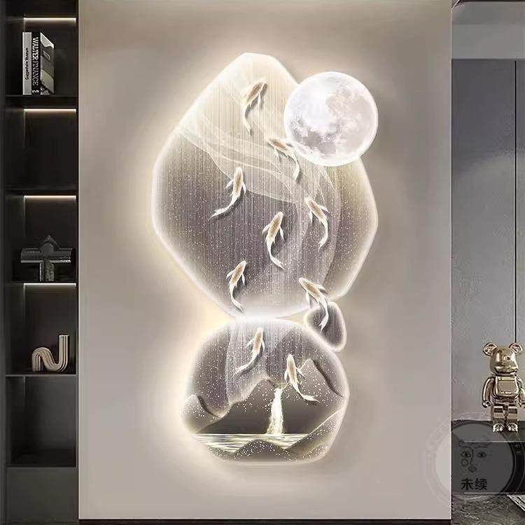 现代轻奢入户进门玄关装饰画过道九鱼图挂画,电子元器件市场,其它元器件,淘宝优惠券,粉丝福利购,淘宝优惠卷