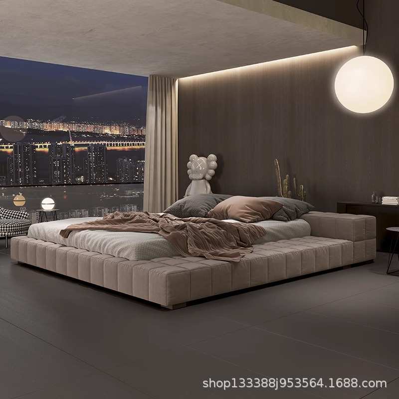 baxter床豆腐块床奶油系别墅主卧床特别的poliform床 tufty床