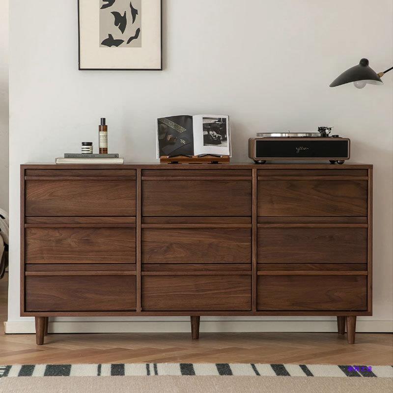 北美黑胡桃木九斗柜卧室客厅储物收纳家具实木靠墙床尾柜