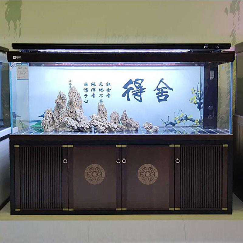 鱼缸客厅大大型超白玻璃水族箱家用落地底滤2米龙鱼缸免换水