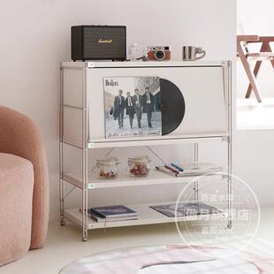 日式上翻门厨房餐边柜下空扫地机器人置物架多层收纳架陈列展示架