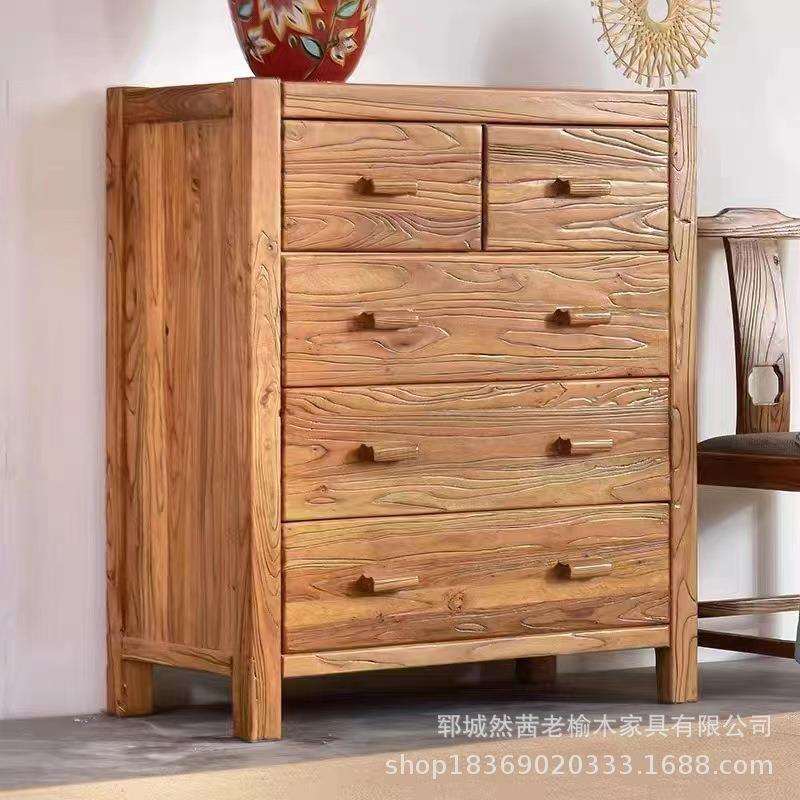 新中式老榆木餐边柜小户型靠墙客厅茶水柜实木烧水柜茶水边柜