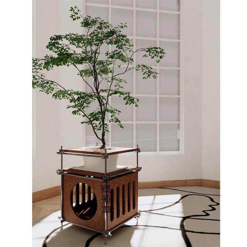 高端海洋板光轴架盆栽植物置物架客厅可移动花架边几绿植花架子
