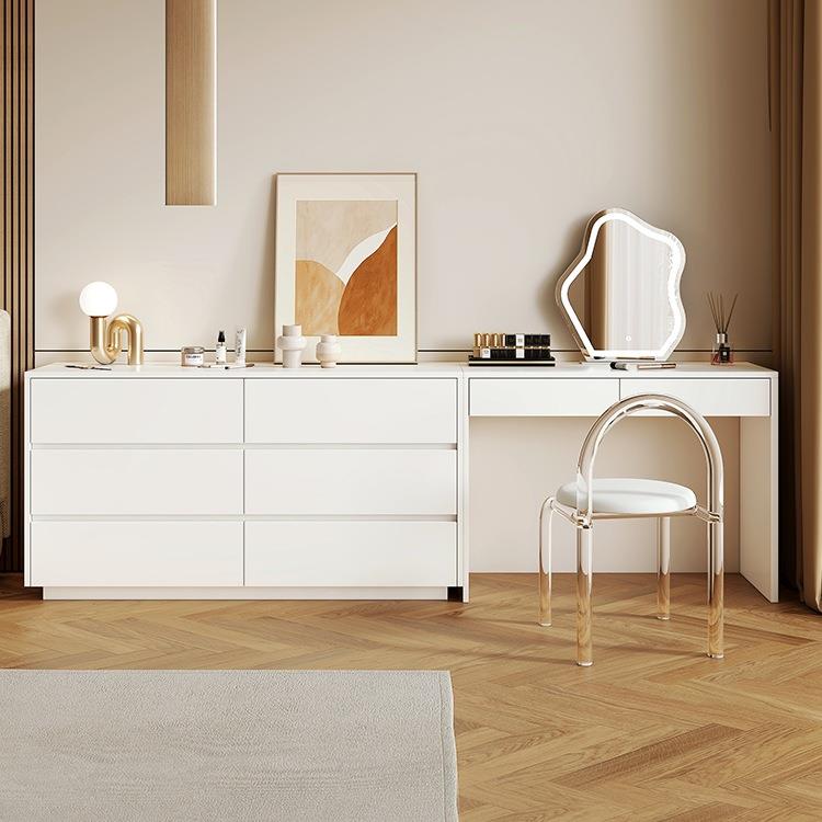 轻奢实木梳妆台斗柜一体简约现代小户型网红奶油风卧室床尾化妆M&