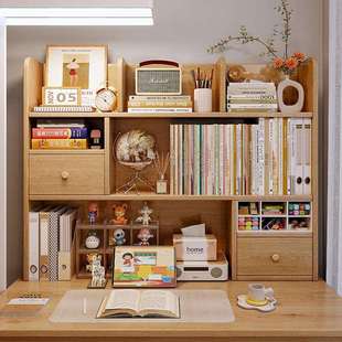 木桌上书架桌面置物架收纳架多层写字台学习桌书桌空间利用神器