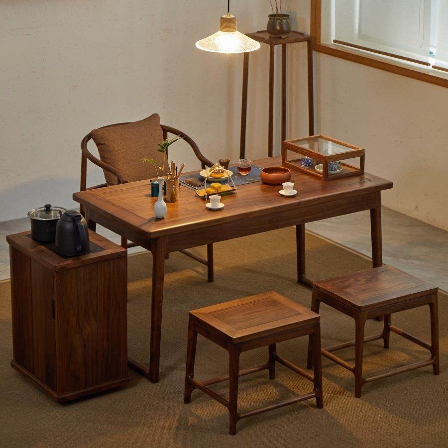 新中式黑胡桃木实木阳台茶桌椅组合家用小茶台客厅桌子禅意泡茶桌,电子元器件市场,其它元器件,淘宝优惠券,粉丝福利购,淘宝优惠卷