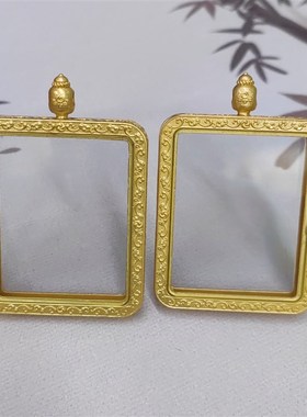 新双面玻璃唐卡嘎乌盒方形4*y5磨砂圆形唐卡盒空盒随身小吊坠外壳