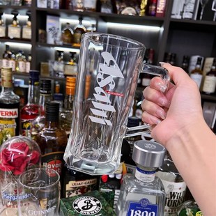 辛口朝日a带柄Asahi加厚扎啤杯日料店专用一番榨麒麟精酿啤酒杯