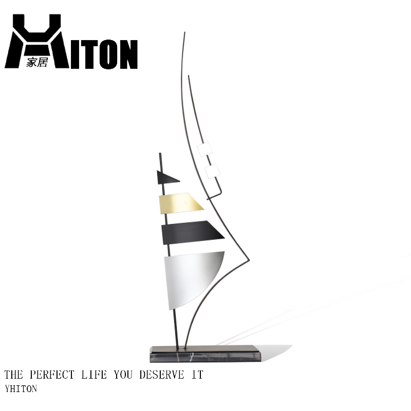 现代轻奢玄关抽象艺术帆船t摆件样板房客厅电视柜办公室装饰工艺