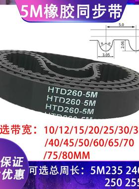 HTD5M型橡胶同步带传动带5M235 5M240 5M245 5M250 5M255皮带