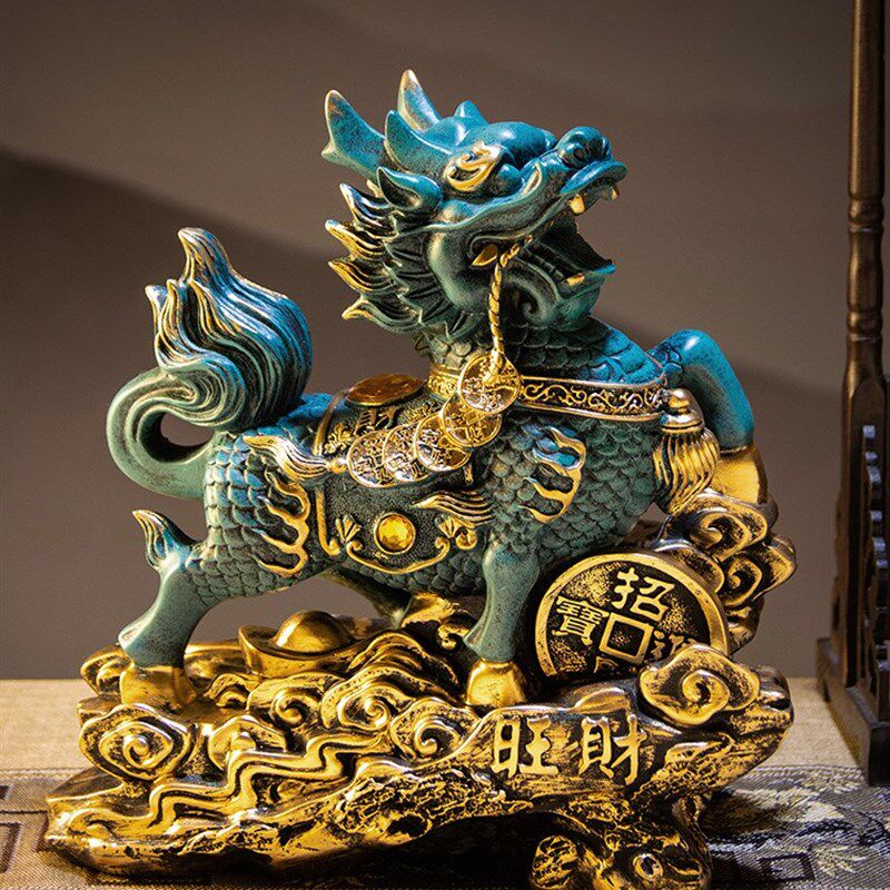 火麒麟摆件一对招财貔貅树脂工艺品新中式镇宅家居玄关客厅装饰品