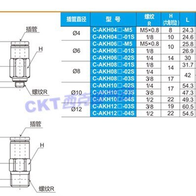 CKT单向阀带牙AKH 04A-M5 06A-01S 08A-02S 10A-03S 12A-04S