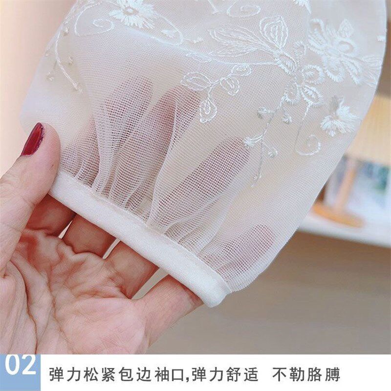 半透明蕾丝袖套女刺绣花边短款防污羽绒服袖头公室防脏学生护袖套