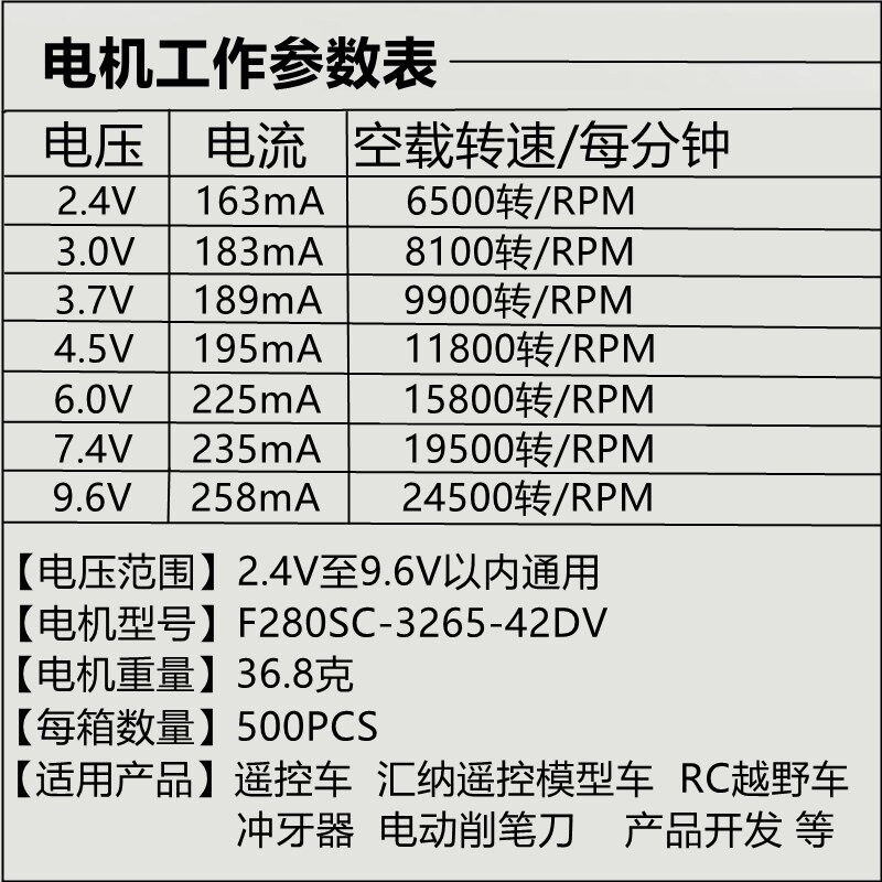 F280高速电机高扭矩强磁碳刷遥控车模型车削笔刀洗牙器洗鼻器马达