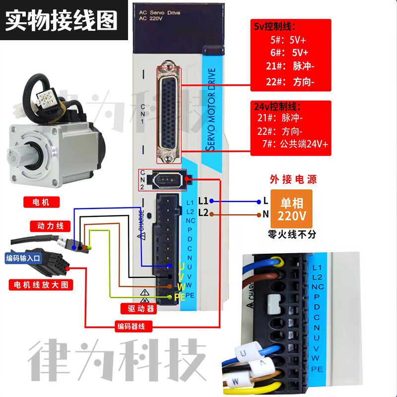 60/80/110/130交流光编伺服电机套装LW300驱动器马达200W400W750W