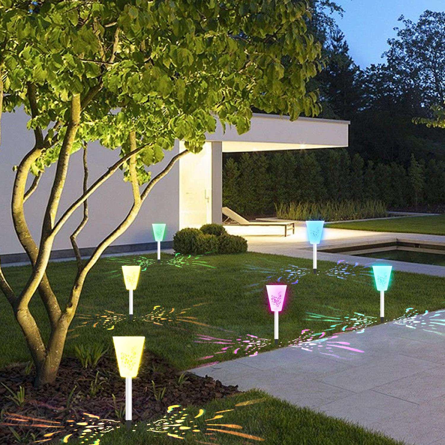 太阳能户外草坪灯庭院插地灯独特的镂空设计花园过道景观灯