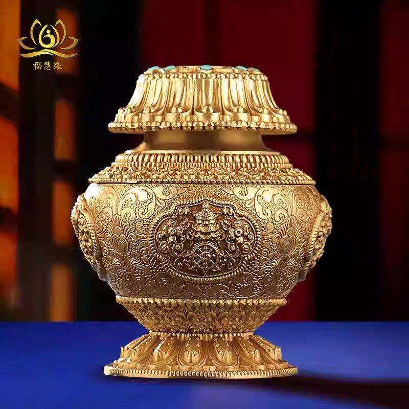 慧宝纯铜八吉祥宝瓶吉祥八宝瓶摆件家居用品宝瓶摆件