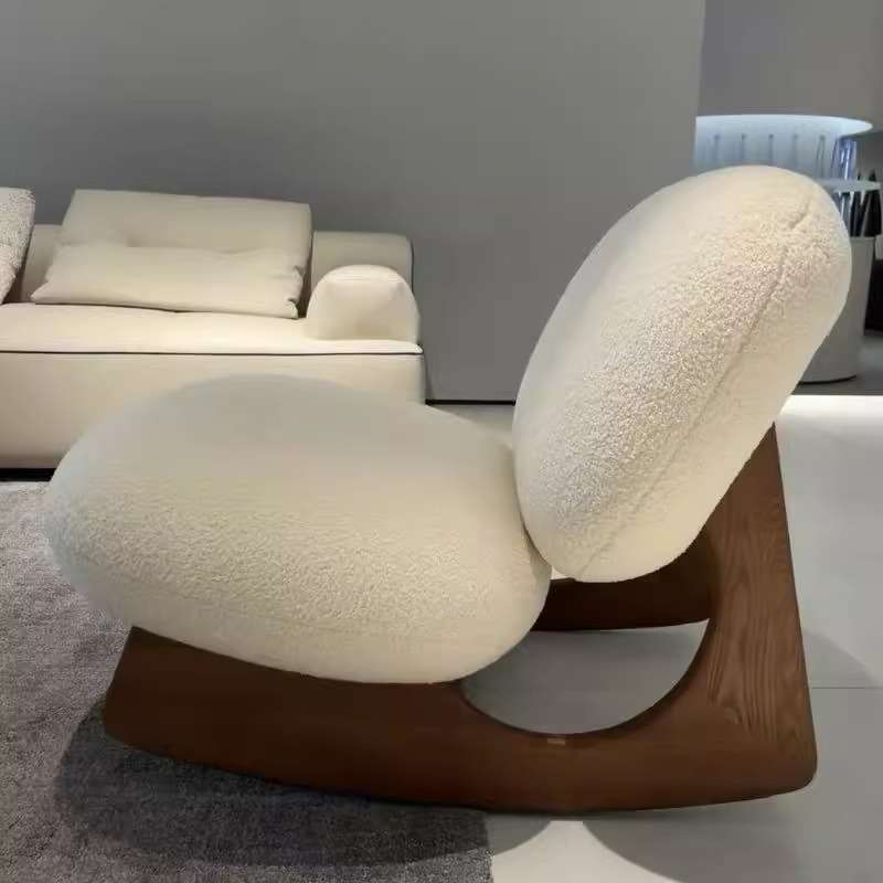 北欧极简小户型客厅实木沙发椅阳台懒人休闲椅民宿咖啡厅会客单椅