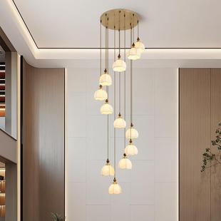 旋转复式楼楼梯灯诧寂风复古loft公寓民宿跃层挑空别墅中古长吊灯